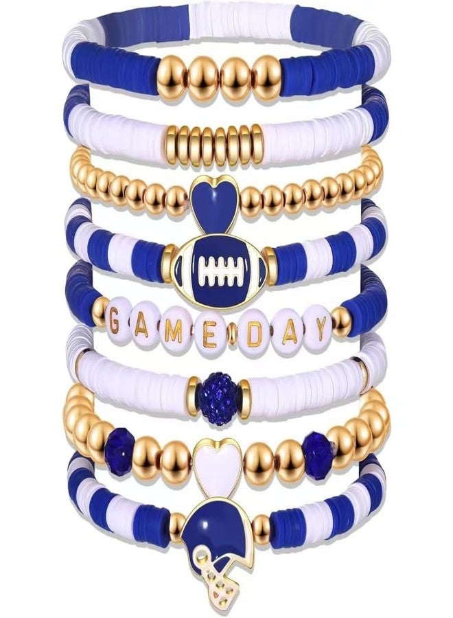 CHTRYTOM Game Day Football Charm Bracelet: Stackable Beaded Stretch Bracelet Sports Jewelry for Football Fans Mom Accessories & Outfits Jewelry Gifts - Image 1